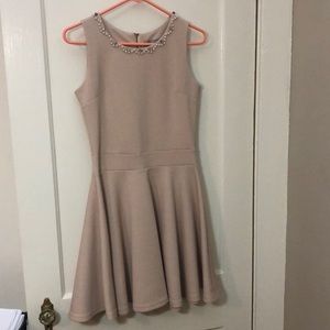 Cream Skater Dress with Pearl/CZ Detail